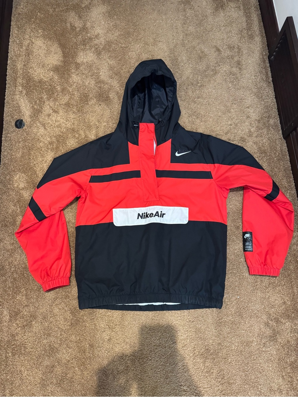Nike Red and Black Kids' Hooded Rain Jacket